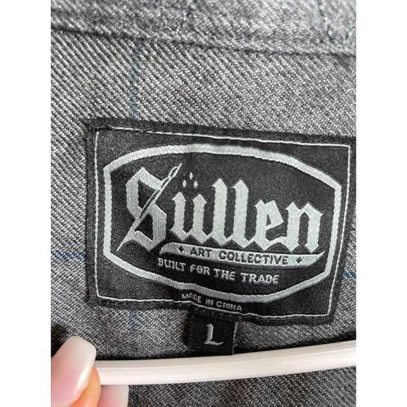 Sullen Art Collective Plaid Heavyweight Long Sleeve Button Down Shirt sz Large - Picture 3 of 8